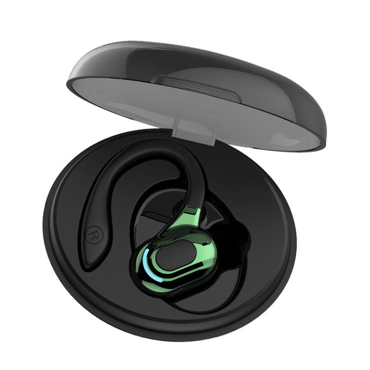 F8 Auricolari Bluetooth stereo wireless con orecchio appeso con contenitore di ricarica, With Charging Bin(Black Single Ear), With Charging Bin(Blue Single Ear), With Charging Bin(Red Single Ear), With Charging Bin(Green Single Ear)