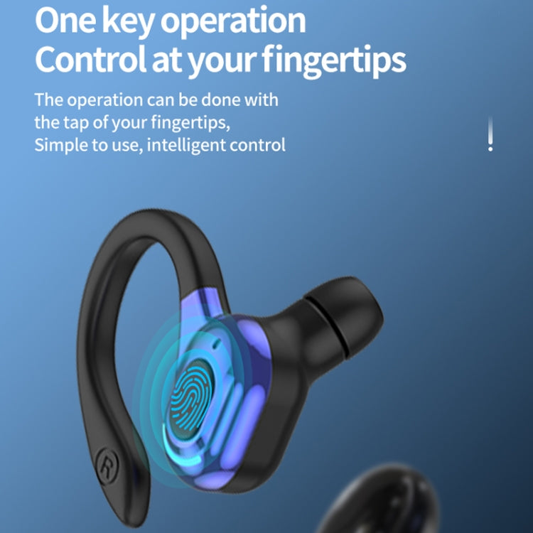 F8 Auricolari Bluetooth stereo wireless con orecchio appeso con contenitore di ricarica, With Charging Bin(Black Single Ear), With Charging Bin(Blue Single Ear), With Charging Bin(Red Single Ear), With Charging Bin(Green Single Ear)
