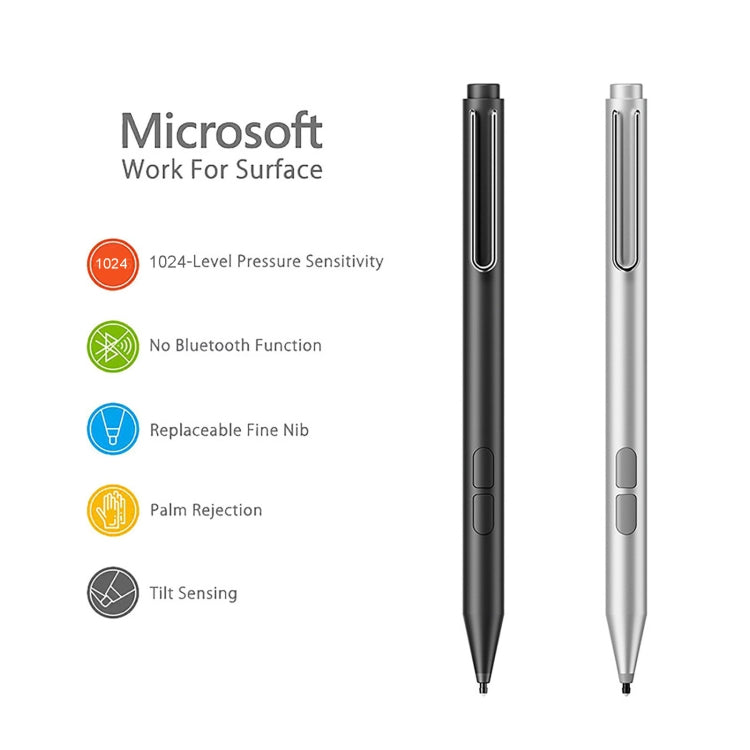 F94S Per Microsoft Surface Series Stylus Pen 1024 Penna elettronica a livello di pressione, 1024 Pressure Level (Black), 1024 Pressure Level (Silver)