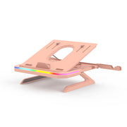 Supporto per laptop con illuminazione RGB Supporto per notebook regolabile a 9 livelli, RGB Black, RGB Pink