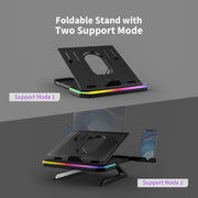 Supporto per laptop con illuminazione RGB Supporto per notebook regolabile a 9 livelli, RGB Black, RGB Pink