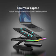 Supporto per laptop con illuminazione RGB Supporto per notebook regolabile a 9 livelli, RGB Black, RGB Pink