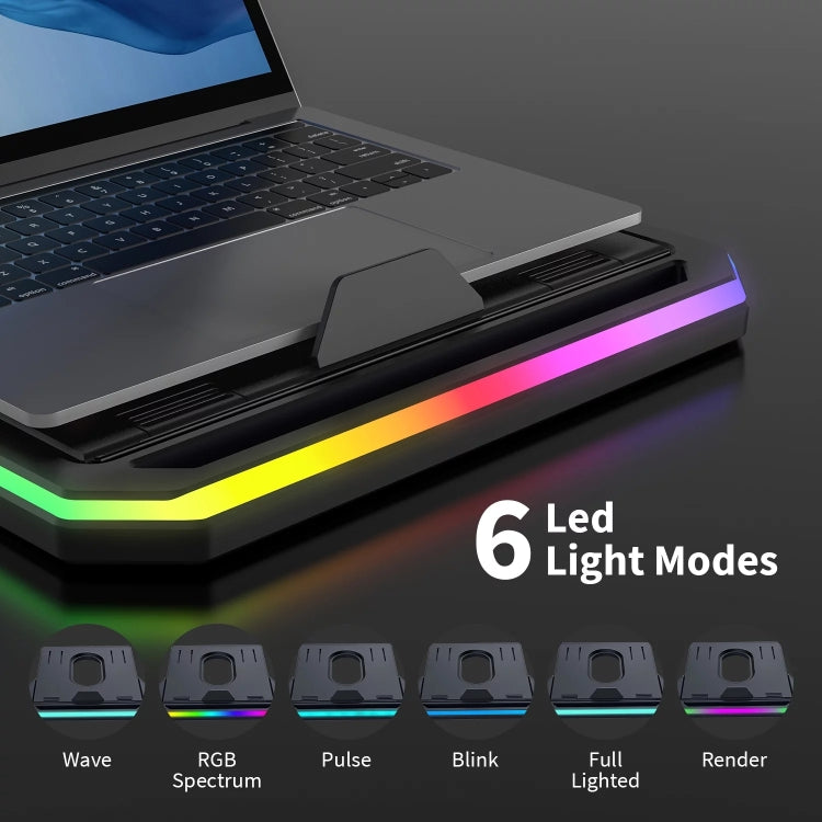 Supporto per laptop con illuminazione RGB Supporto per notebook regolabile a 9 livelli, RGB Black, RGB Pink