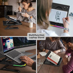 Supporto per laptop con illuminazione RGB Supporto per notebook regolabile a 9 livelli, RGB Black, RGB Pink