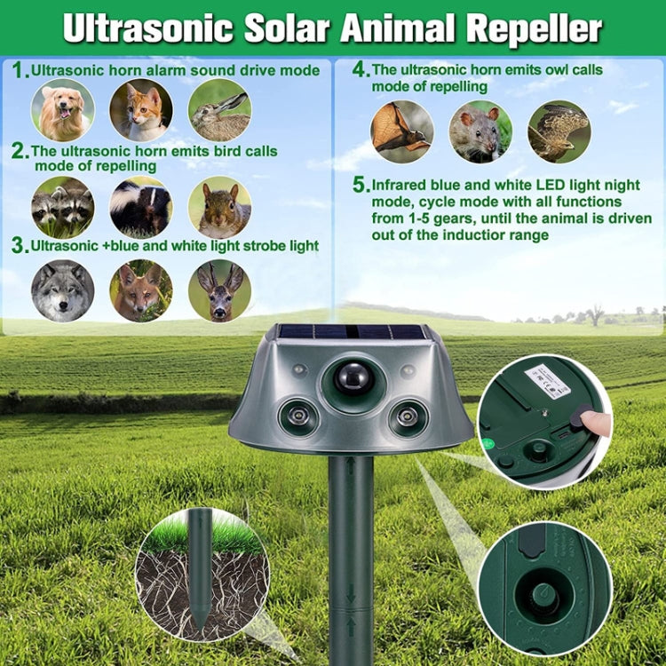 SK031 Scaccia animali solare a quattro lati Scaccia uccelli Scaccia topi ad ultrasuoni, Rat Repeller