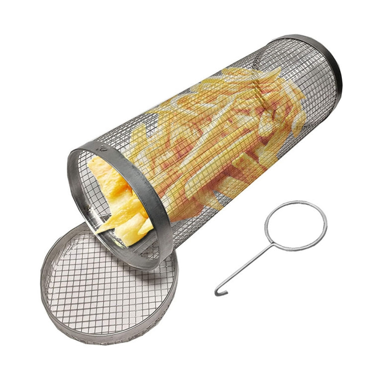 Gabbia per barbecue in acciaio inossidabile per esterni Tubo a rete rotonda per barbecue, 20cm With Hook, 30cm With Hook