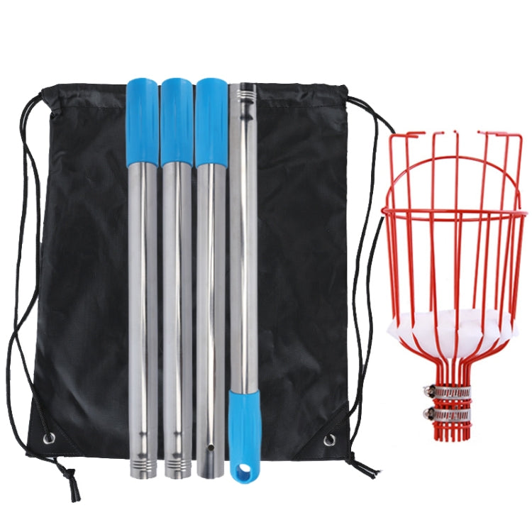 Strumenti per la raccolta della frutta con raccoglitore di frutta aereo in acciaio inossidabile, With Rod 4 Sections 1.6m, With Rod 6 Sections 2.4m, With Rod 9 Sections 3.6m, With Rod 10 Sections 4m