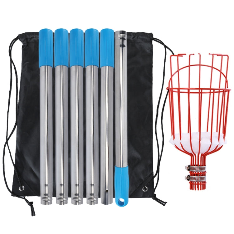 Strumenti per la raccolta della frutta con raccoglitore di frutta aereo in acciaio inossidabile, With Rod 4 Sections 1.6m, With Rod 6 Sections 2.4m, With Rod 9 Sections 3.6m, With Rod 10 Sections 4m