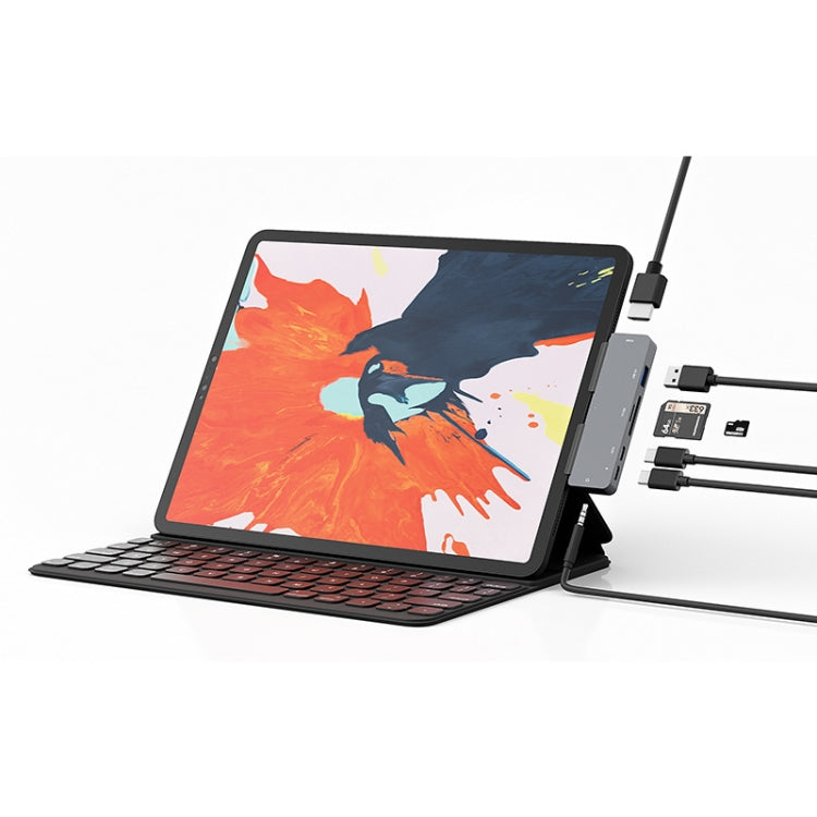 Per iPad Pro 7-in-1 HDMI 4K + audio da 3,5 mm + SD/TF+ 1 USB 3.0 + USB-C/tipo-C + docking station USB-C PD, For IPad Pro 7-In-1