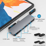 Per iPad Pro 7-in-1 HDMI 4K + audio da 3,5 mm + SD/TF+ 1 USB 3.0 + USB-C/tipo-C + docking station USB-C PD, For IPad Pro 7-In-1