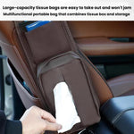 Tasca portaoggetti laterale per sedile auto, porta fazzoletti in pelle da appendere