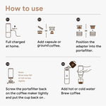 Macchina da caffè a capsule portatile ricaricabile tramite USB ICAfilas ME2410 per esterni.