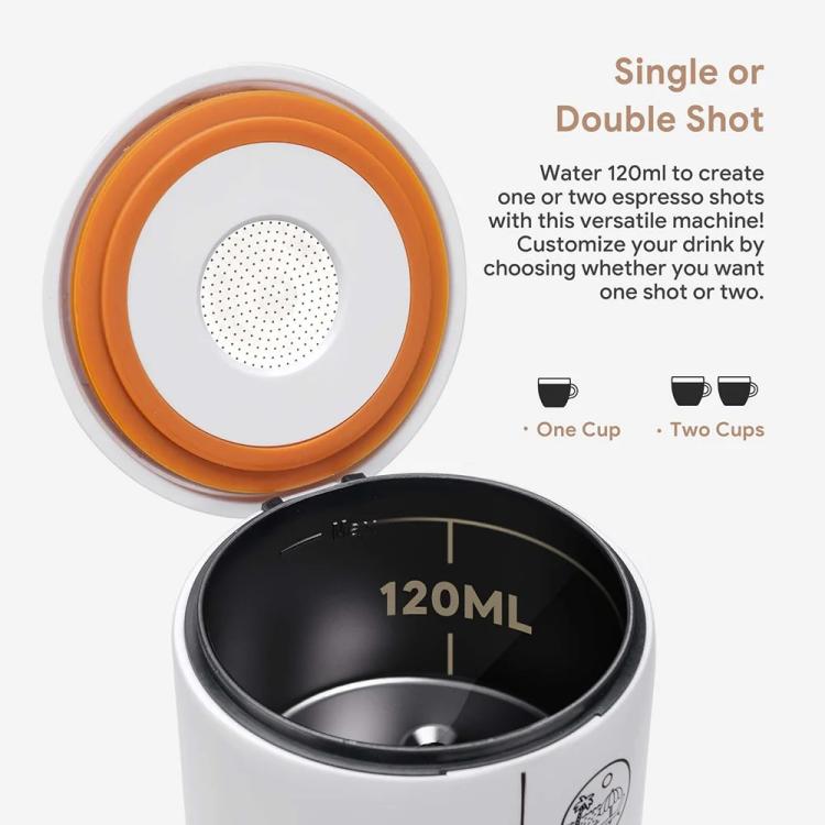 Macchina da caffè a capsule portatile ricaricabile tramite USB ICAfilas ME2410 per esterni.