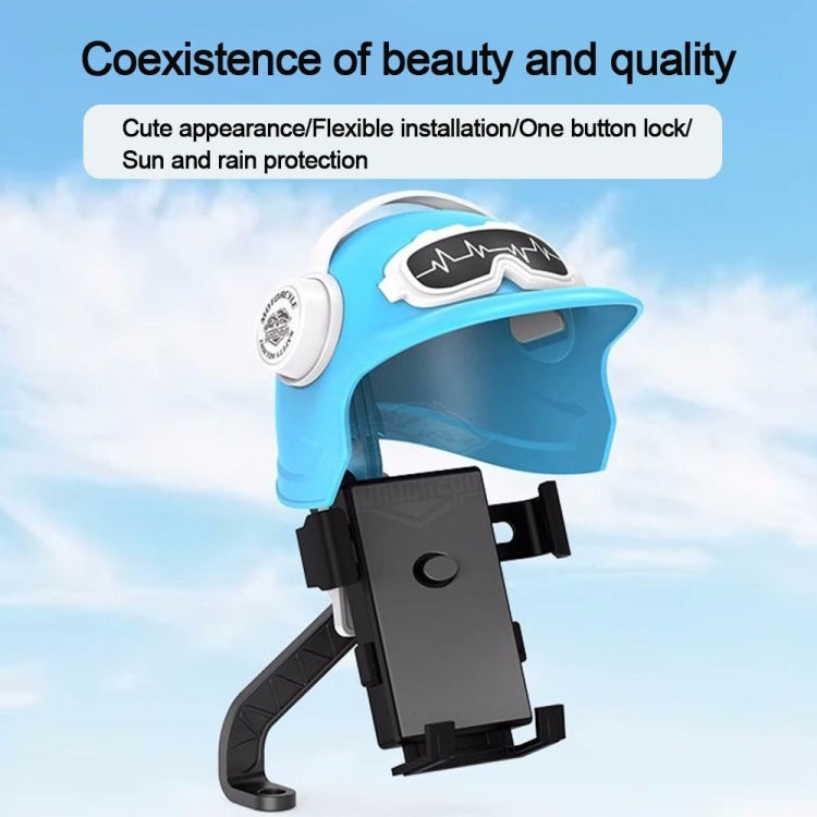 Supporto per telefono cellulare con protezione solare per casco piccolo, supporto per telefono cellulare per moto, specifiche tecniche:, Handlebar White, Rearview Mirror Blue, Rearview Mirror White, Blue Helmet, White Helmet