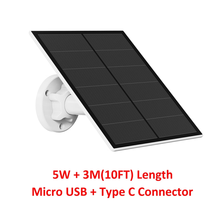 Supporto per pannello solare per fotocamera da esterno in silicio monocristallino da 5 W. Interfaccia USB e tipo C/USB-C