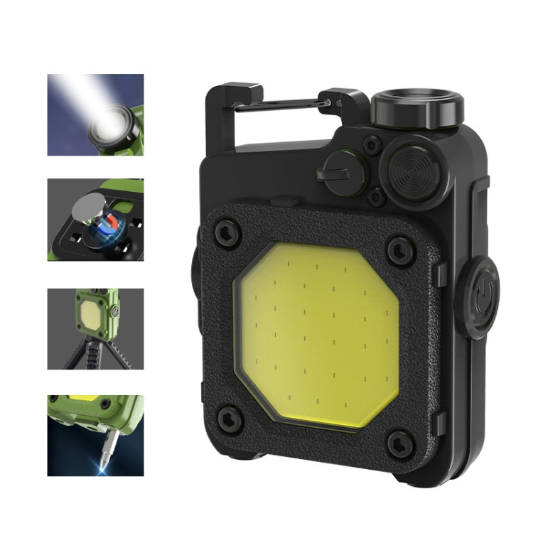 Mini portachiavi COB torcia USB ricaricabile luce da lavoro magnetica per campeggio all'aperto, Green, Red, Black, Yellow