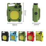 Mini portachiavi COB torcia USB ricaricabile luce da lavoro magnetica per campeggio all'aperto, Green, Red, Black, Yellow