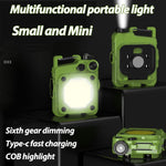 Mini portachiavi COB torcia USB ricaricabile luce da lavoro magnetica per campeggio all'aperto, Green, Red, Black, Yellow