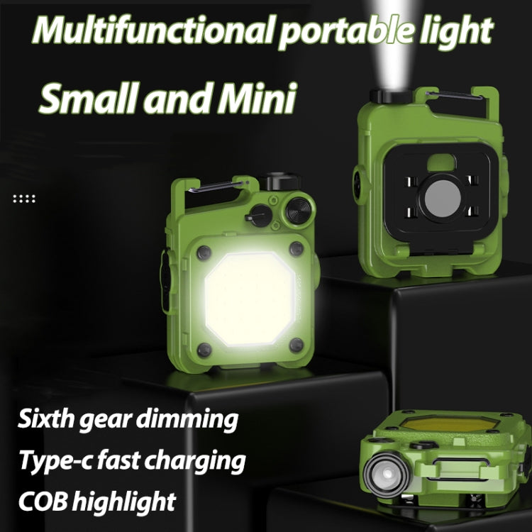 Mini portachiavi COB torcia USB ricaricabile luce da lavoro magnetica per campeggio all'aperto, Green, Red, Black, Yellow