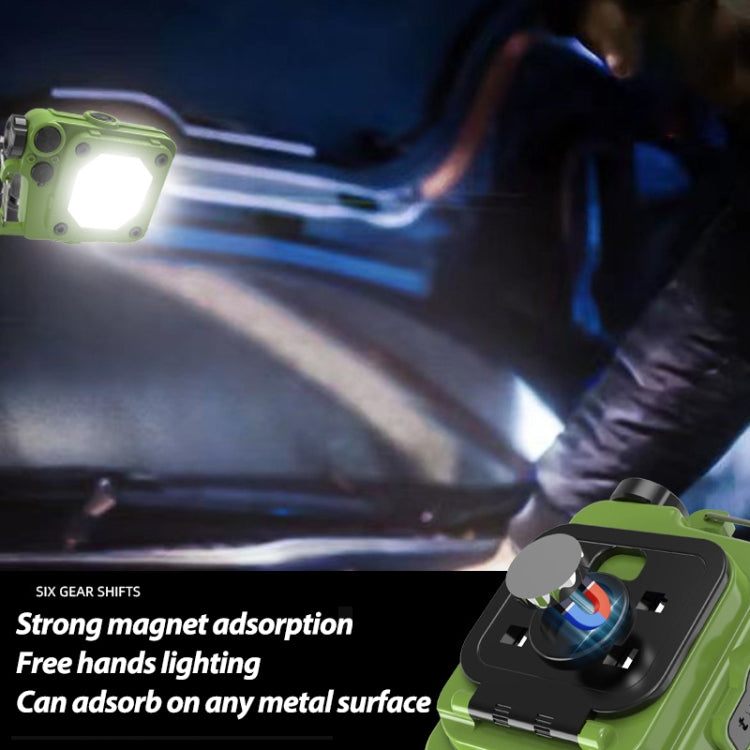 Mini portachiavi COB torcia USB ricaricabile luce da lavoro magnetica per campeggio all'aperto, Green, Red, Black, Yellow
