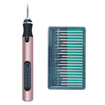 SNJ-3681 Mini penna per incisione Smerigliatrice elettrica per lucidatura wireless, stile:, Roae Gold+Grinding Head, Silver+Grinding Head, Rose Gold+Grinding Head+Cutting Blade+Carving Stencil, Silver+Grinding Head+Cutting Blade+Carving Stencil