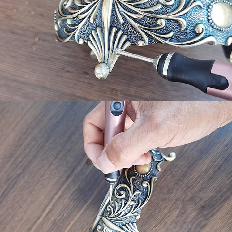 SNJ-3681 Mini penna per incisione Smerigliatrice elettrica per lucidatura wireless, stile:, Roae Gold+Grinding Head, Silver+Grinding Head, Rose Gold+Grinding Head+Cutting Blade+Carving Stencil, Silver+Grinding Head+Cutting Blade+Carving Stencil