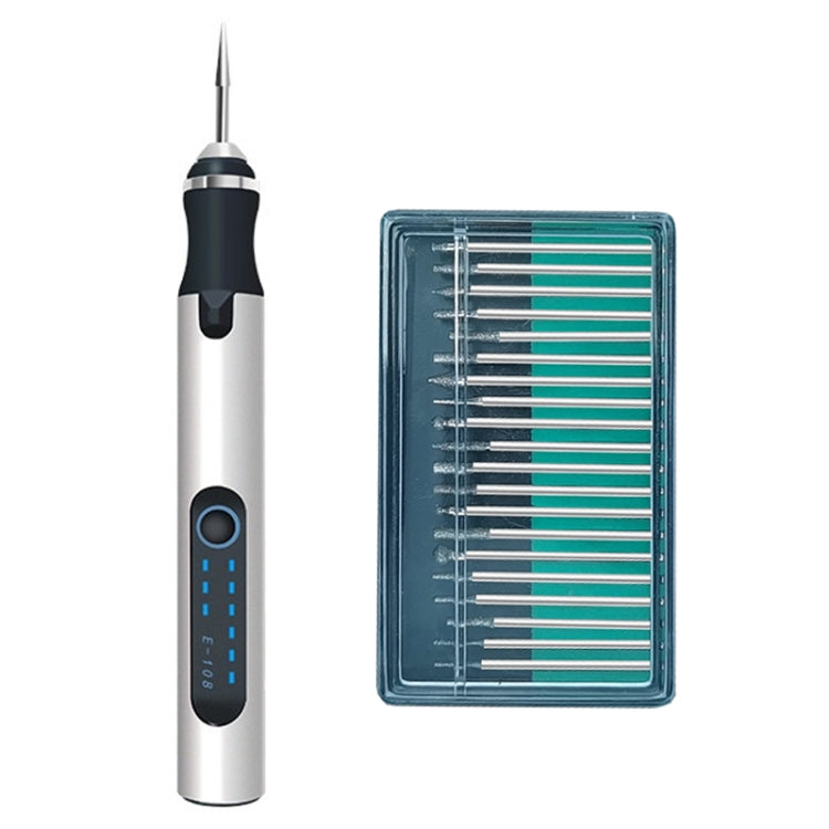 SNJ-3681 Mini penna per incisione Smerigliatrice elettrica per lucidatura wireless, stile:, Roae Gold+Grinding Head, Silver+Grinding Head, Rose Gold+Grinding Head+Cutting Blade+Carving Stencil, Silver+Grinding Head+Cutting Blade+Carving Stencil