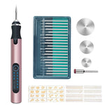 SNJ-3681 Mini penna per incisione Smerigliatrice elettrica per lucidatura wireless, stile:, Roae Gold+Grinding Head, Silver+Grinding Head, Rose Gold+Grinding Head+Cutting Blade+Carving Stencil, Silver+Grinding Head+Cutting Blade+Carving Stencil