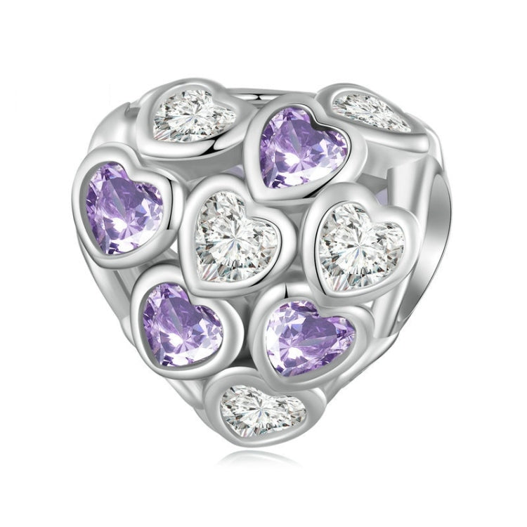 Bracciale in argento sterling S925 con zirconi a forma di cuore simbolo di infinito placcato in oro bianco, SCC2451