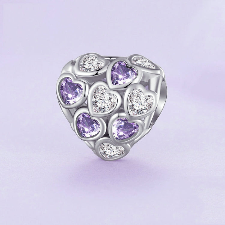 Bracciale in argento sterling S925 con zirconi a forma di cuore simbolo di infinito placcato in oro bianco, SCC2451