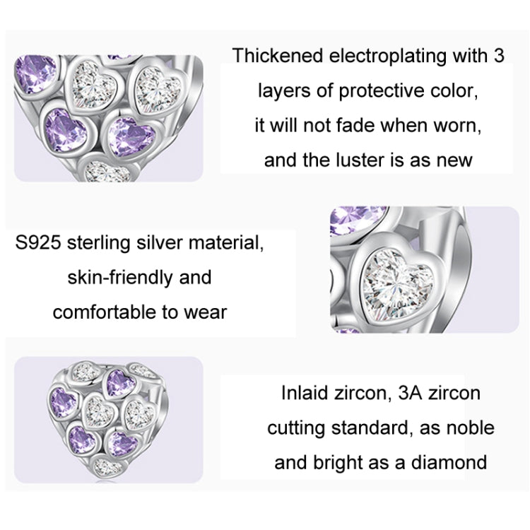 Bracciale in argento sterling S925 con zirconi a forma di cuore simbolo di infinito placcato in oro bianco, SCC2451