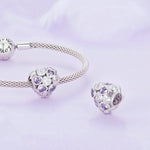 Bracciale in argento sterling S925 con zirconi a forma di cuore simbolo di infinito placcato in oro bianco, SCC2451