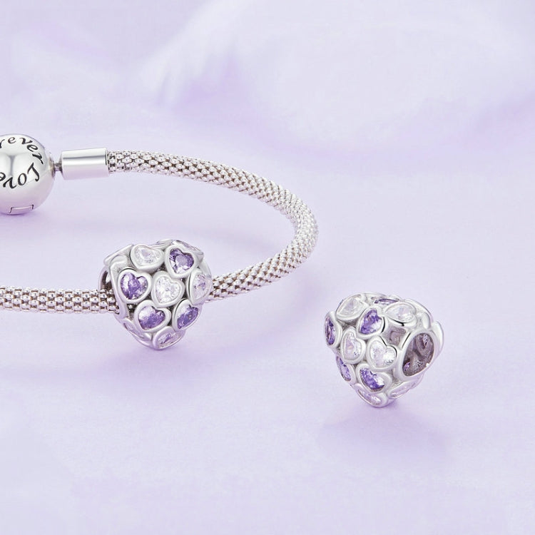 Bracciale in argento sterling S925 con zirconi a forma di cuore simbolo di infinito placcato in oro bianco, SCC2451
