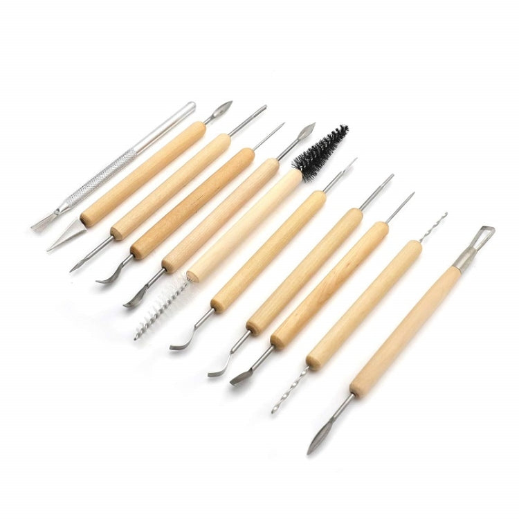 11pcs / set Strumenti per coltelli in legno fai-da-te in argilla morbida, 11pcs/set