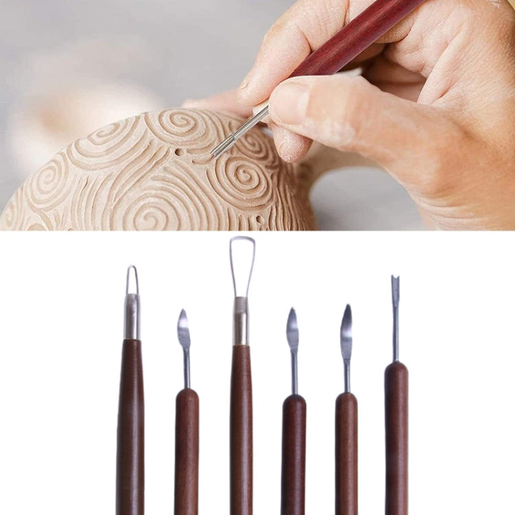 Strumenti di rifilatura di ceramiche in legno Forniture artistiche educative, 6pcs/set