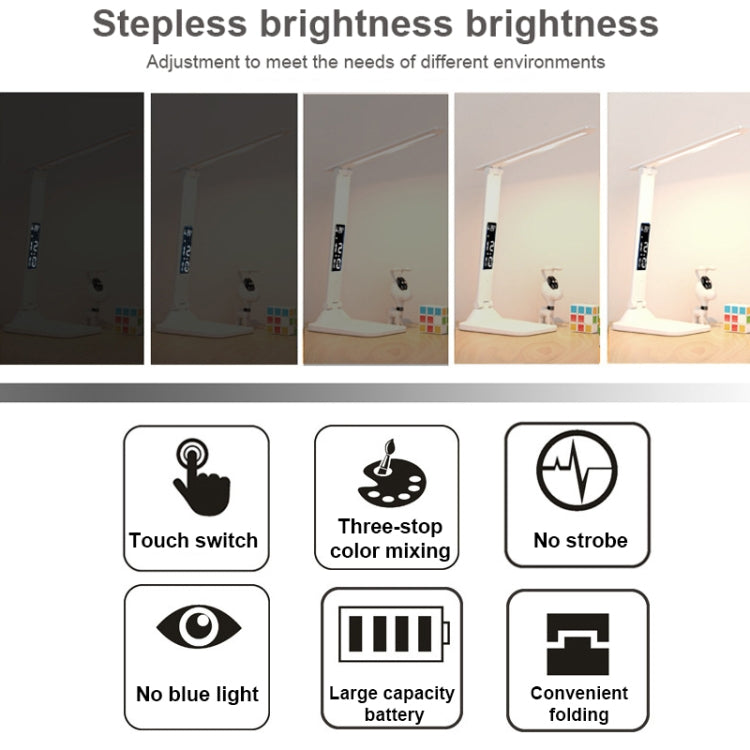 Lampada da scrivania pieghevole con display digitale intelligente a LED, stile:, USB Straight Plug, Charging 2000mAh, Charging 3200mAh, Double Head USB Straight Plug, Double Head Charging 2000mAh, Double Head Charging 3200mAh