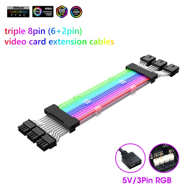 Linea di colori al neon 5V ARGB, 24pin Motherboard Power Supply Light Wire Black, Double 8pin Graphics Card Power Supply Wire Black, 3x8pin Graphics Card Power Supply Wire Black, 24pin Motherboard Power Supply Light Wire White                          ...