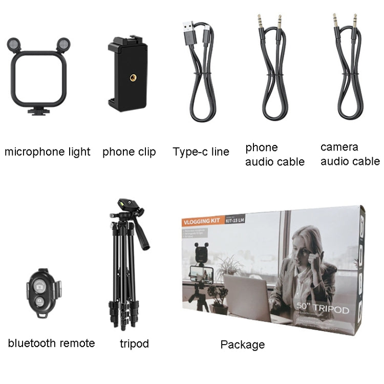 Kit treppiede con luce di riempimento e microfono per smartphone