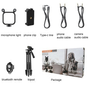 Kit treppiede con luce di riempimento e microfono per smartphone