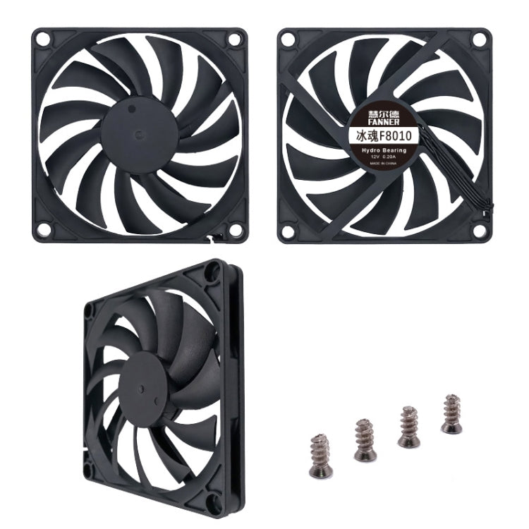 FANNER Ice Soul F8010 Ventola del telaio ultra sottile 4 pin PWM Regolazione intelligente della velocità Raffreddamento silenzioso Dissipazione del calore, F8010