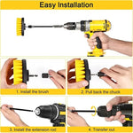 WRS-DS19 9 in 1 Trapano elettrico Spazzole per la pulizia delle fessure Set di strumenti per autolavaggio, 9 in 1