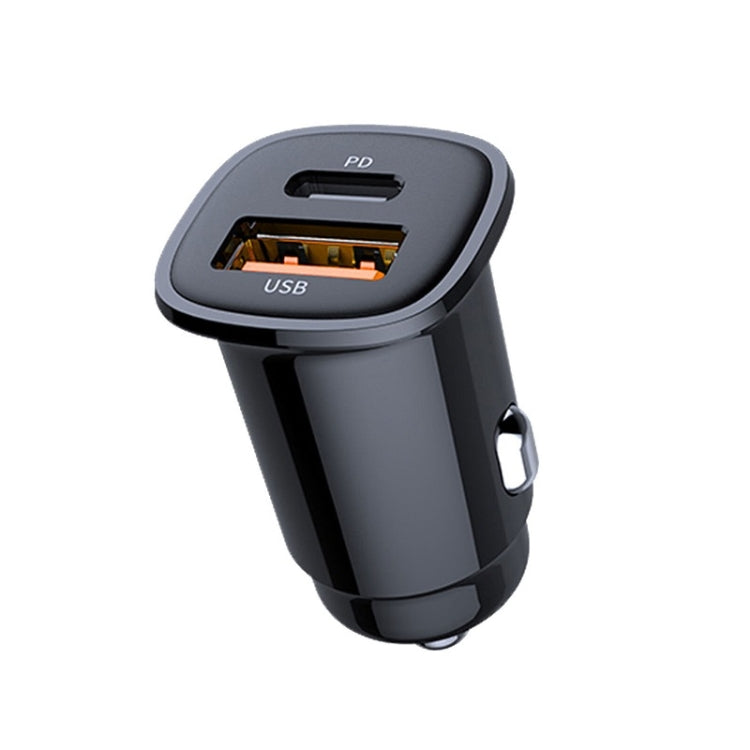 Caricabatteria da auto a ricarica super rapida USB a doppia porta PD 30W, 30W Black