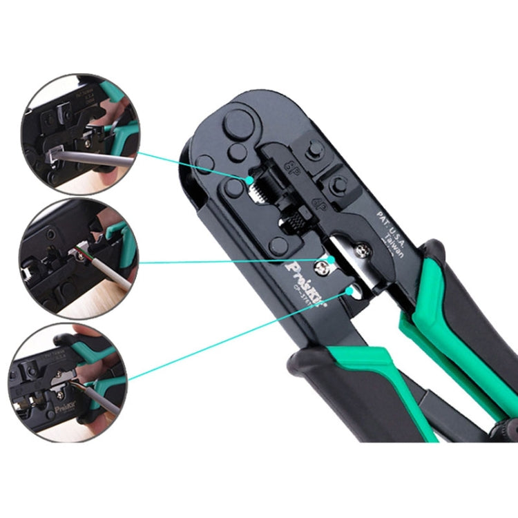 ProsKit CP-376TR 4P/6P/8P Pinze a crimpare per reti a tre usi, CP-376TR