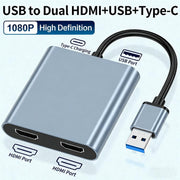 Convertitore da USB 3.0 a doppio HDMI ad alta definizione Estensore dello stesso schermo USB 4K, USB 3.0 To Dual HDMI