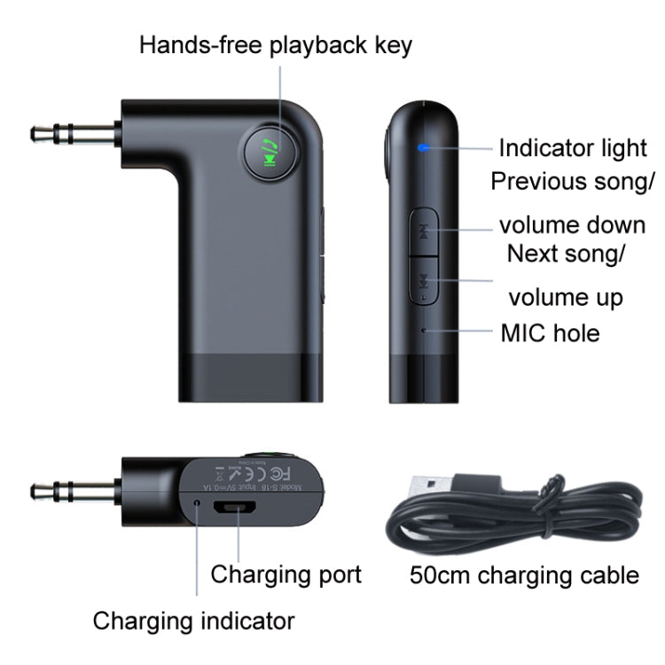 S-18 Mini adattatore audio AUX per auto Ricevitore wireless Bluetooth 5.0, S-18