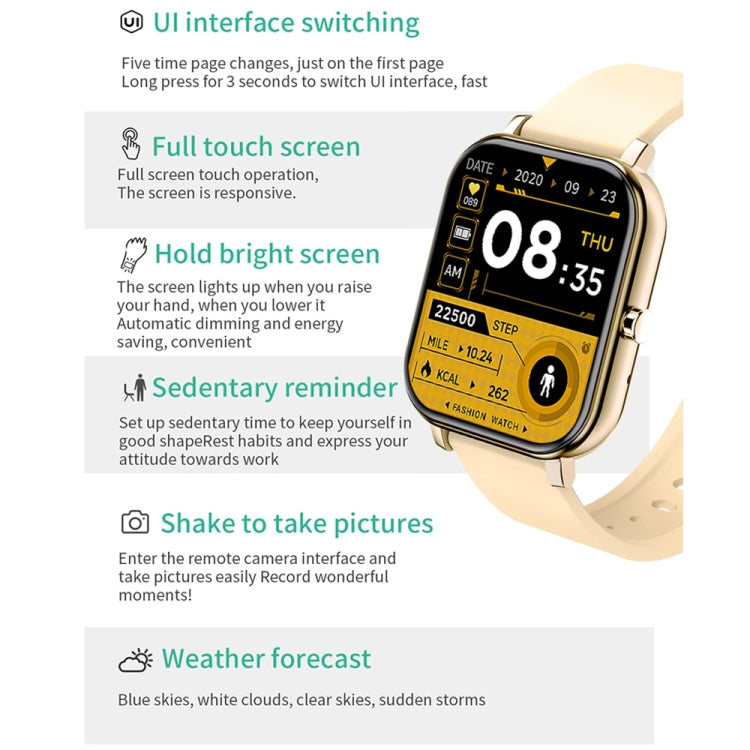H10 Smart Watch con chiamata Bluetooth con schermo da 1,69 pollici, supporto frequenza cardiaca/pressione sanguigna/monitoraggio del sonno, Black, Pink, Yellow, Grey, Blue Net+Silicone, Black Net+Silicone, Pink Net+Silicone, Gold Net+Silicone          ...