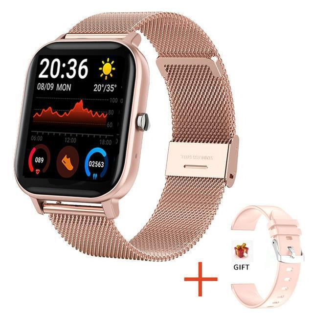 H10 Smart Watch con chiamata Bluetooth con schermo da 1,69 pollici, supporto frequenza cardiaca/pressione sanguigna/monitoraggio del sonno, Black, Pink, Yellow, Grey, Blue Net+Silicone, Black Net+Silicone, Pink Net+Silicone, Gold Net+Silicone          ...