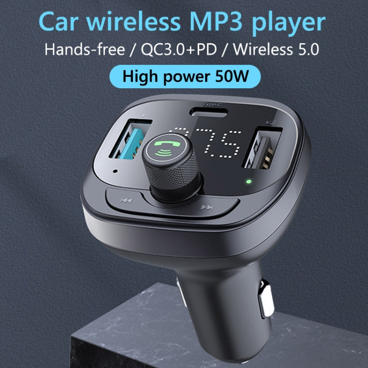 Caricabatterie ad alta potenza per telefono cellulare da 50 W con ricevitore per lettore Bluetooth per auto, S-21