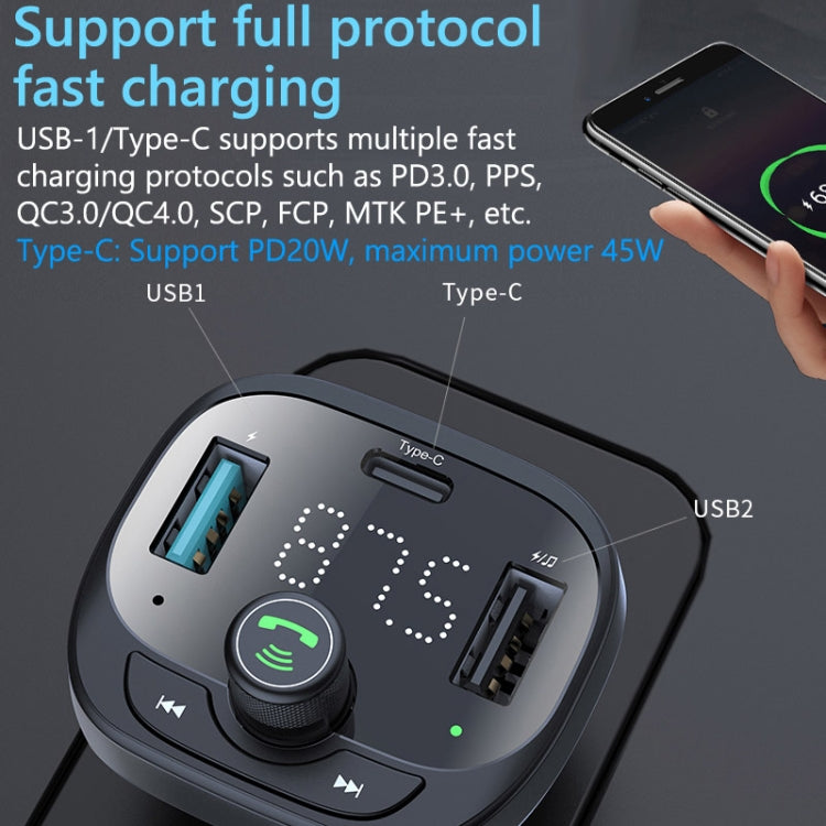 Caricabatterie ad alta potenza per telefono cellulare da 50 W con ricevitore per lettore Bluetooth per auto, S-21