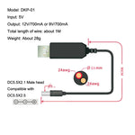 Cavo di alimentazione mobile USB Booster Line, 2pcs DC 5V to 9V, 2pcs DC 5V to 12V